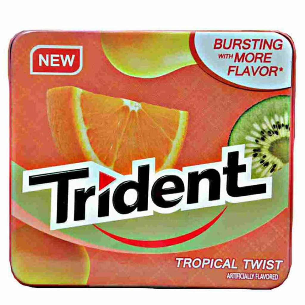 آدامس میوه های استوایی ۳۵ گرم جعبه فلزی تریدنت Trident