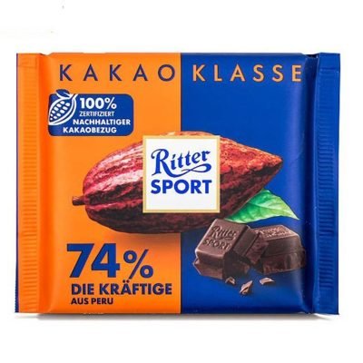 شکلات تلخ 74 درصد 100 گرمی ریتر اسپورت Ritter Sport