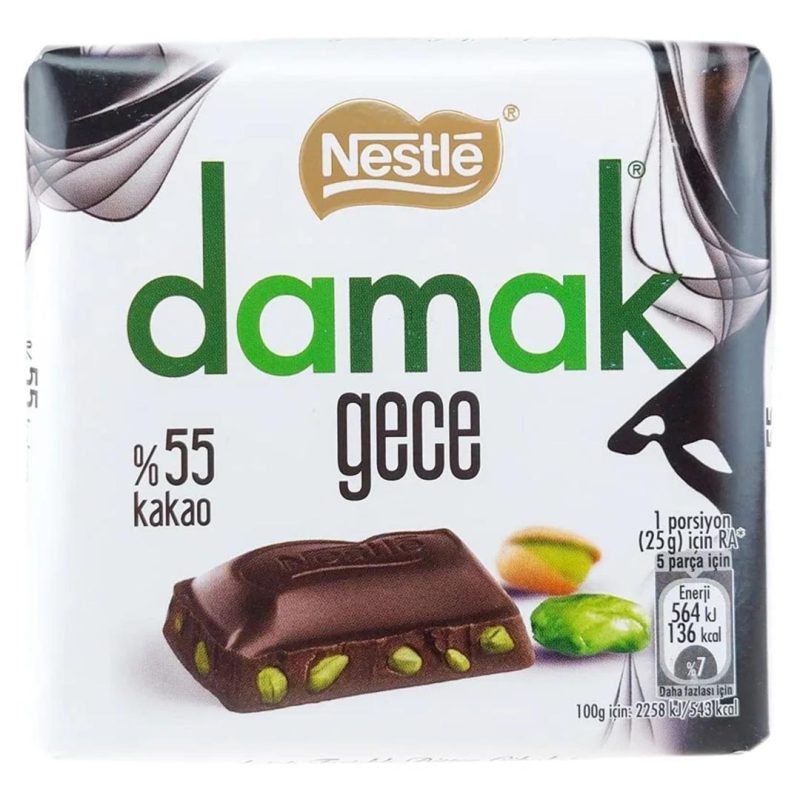 شکلات کاکائویی داماک با مغز پسته 60 گرم نستله Damak Nestle
