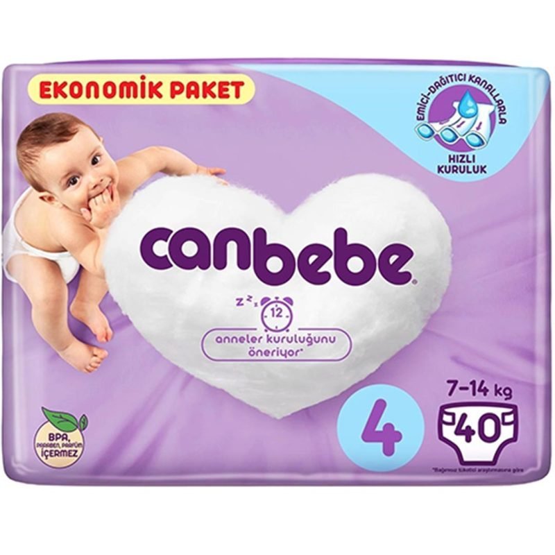 پوشک جان به به سایز 4 بسته 40 عددی Canbebe