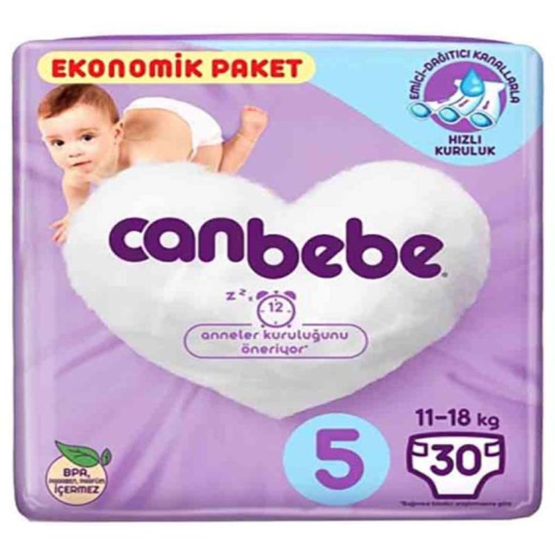 پوشک جان به به سایز 5 بسته 30 عددی Canbebe