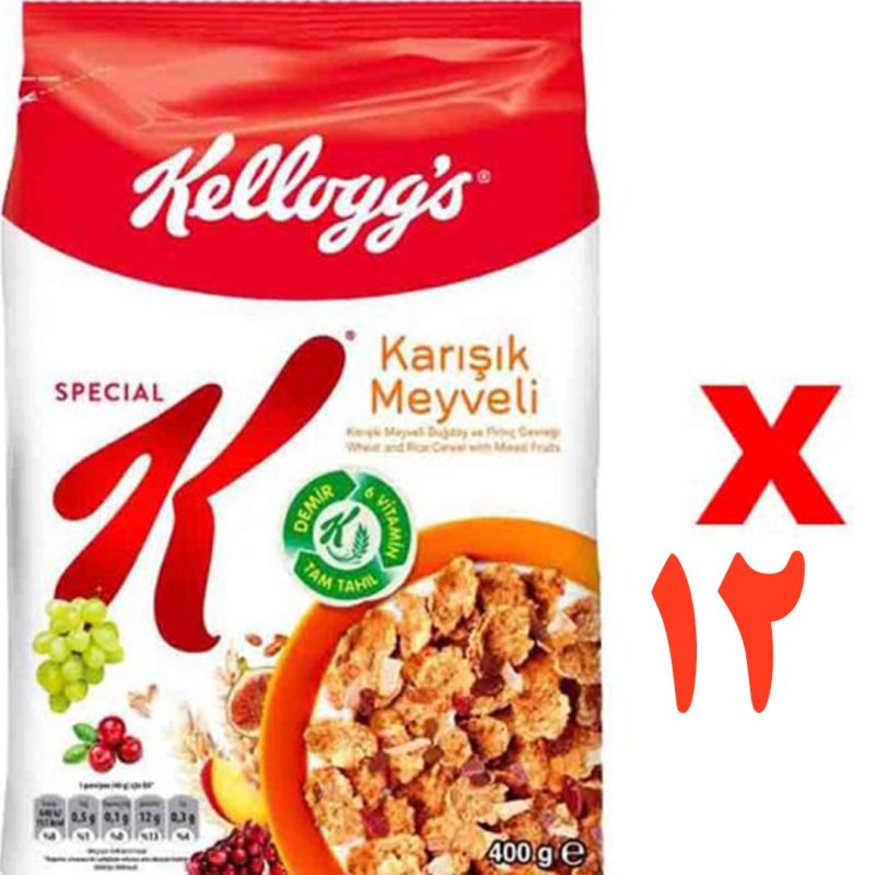 پکیج 12 عددی کورن فلکس مخلوط میوه 400 گرمی اسپشیال کلاگز Kelloggs Special