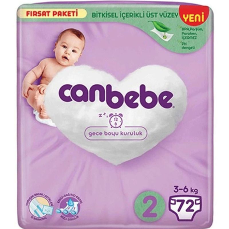 پوشک بچه جان به به سایز 2 بسته 72عددی Canbebe