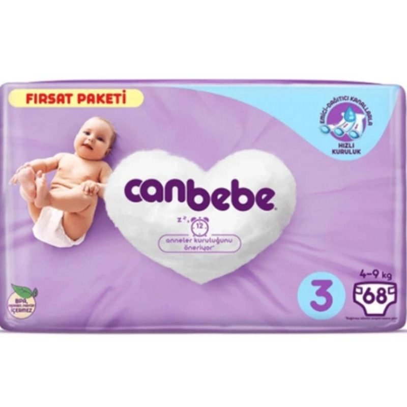 پوشک بچه جان به به سایز 3 بسته 68 عددی Canbebe