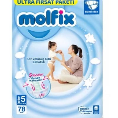 پوشک چسبی سایز ۵ مولفیکس ترکیه ۷۸ عددی Molfix