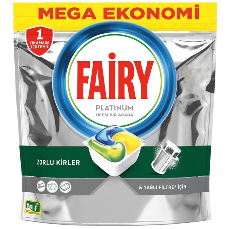 قرص ماشین ظرفشویی فیری پلاتینیوم با رایحه لیمو 72 عددی Fairy