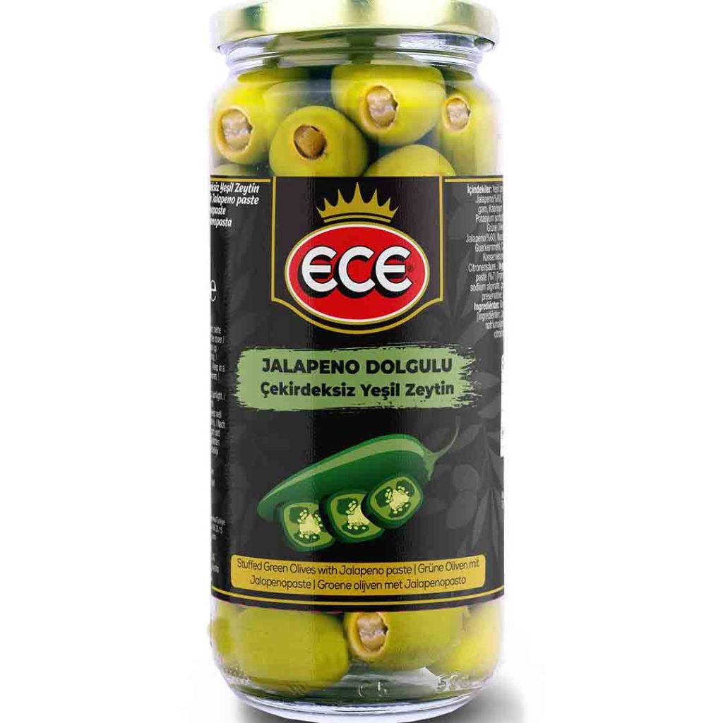 زیتون سبز پر شده با خمیر جالاپینو 470 گرم ای سی ای ECE